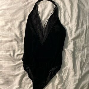 Black Velvet Lace Leotard Forever 21